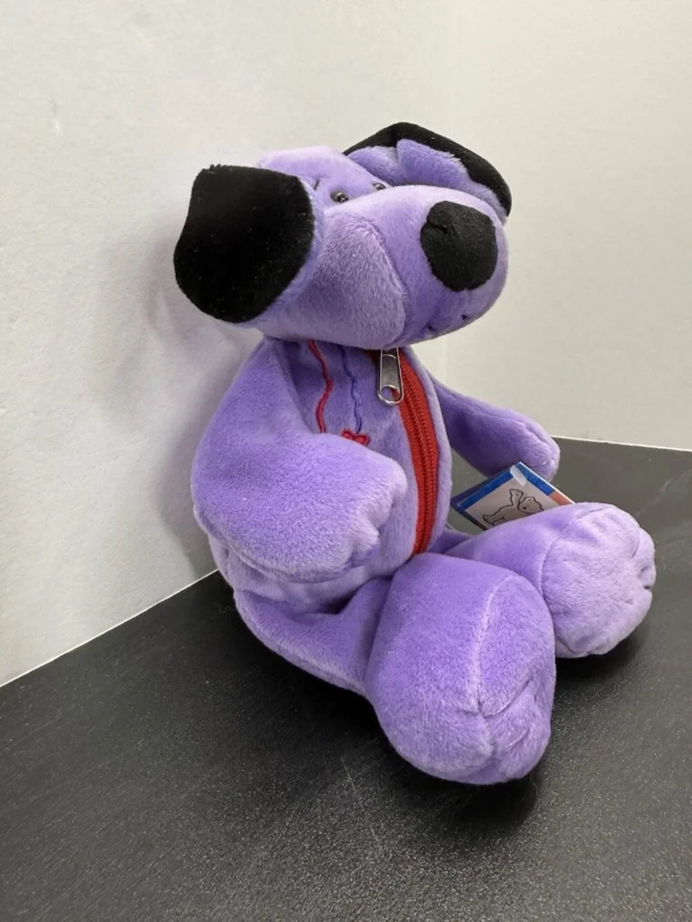 Vintage Rare Mary Meyer Heartstrings Stuffed Zipper Purple Dog Plush With Tags
